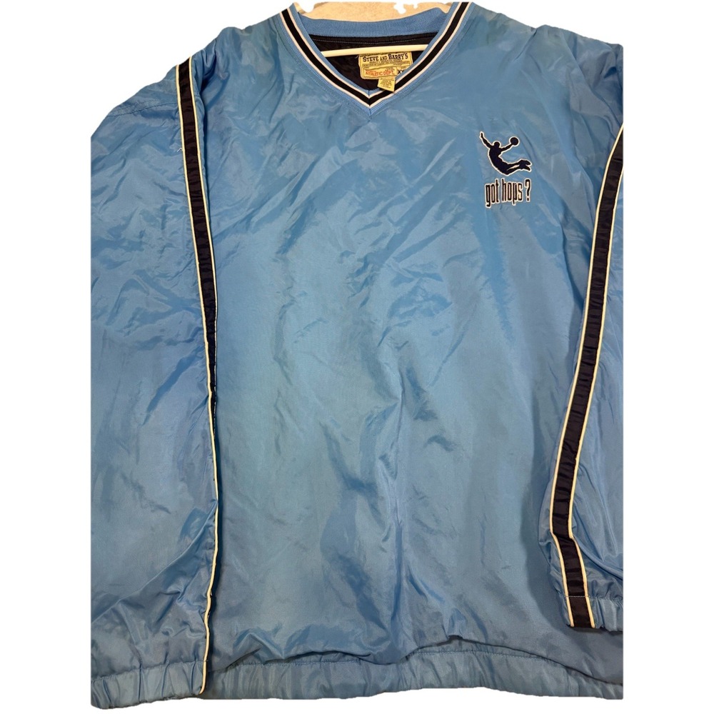 Vintage Steve‎ & Barry's Got Hops Basketball Pullover Windbreaker Lined XXL Blue